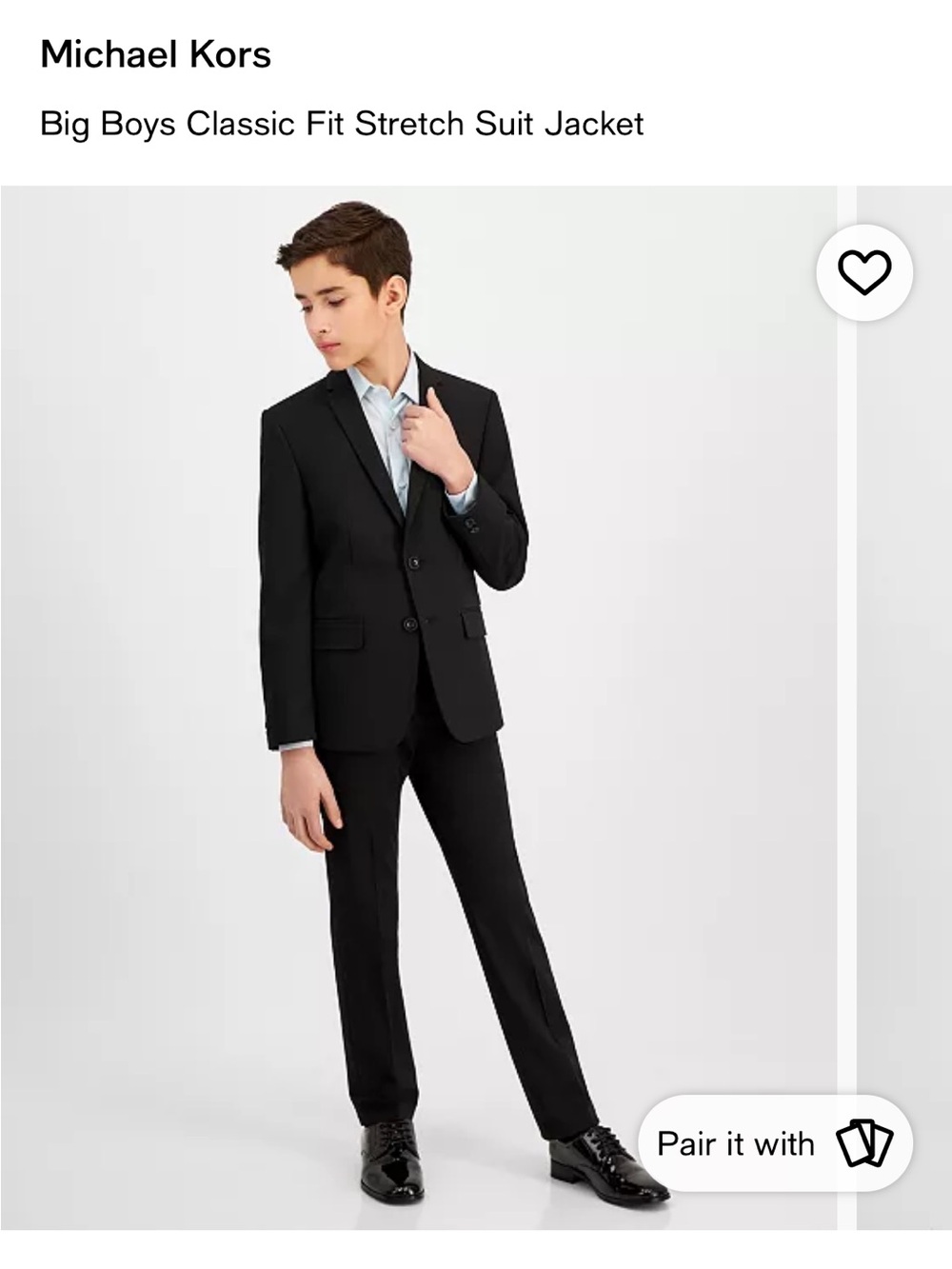 Michael Kors Black Classic Fit Stretch Boys' Suit Jacket